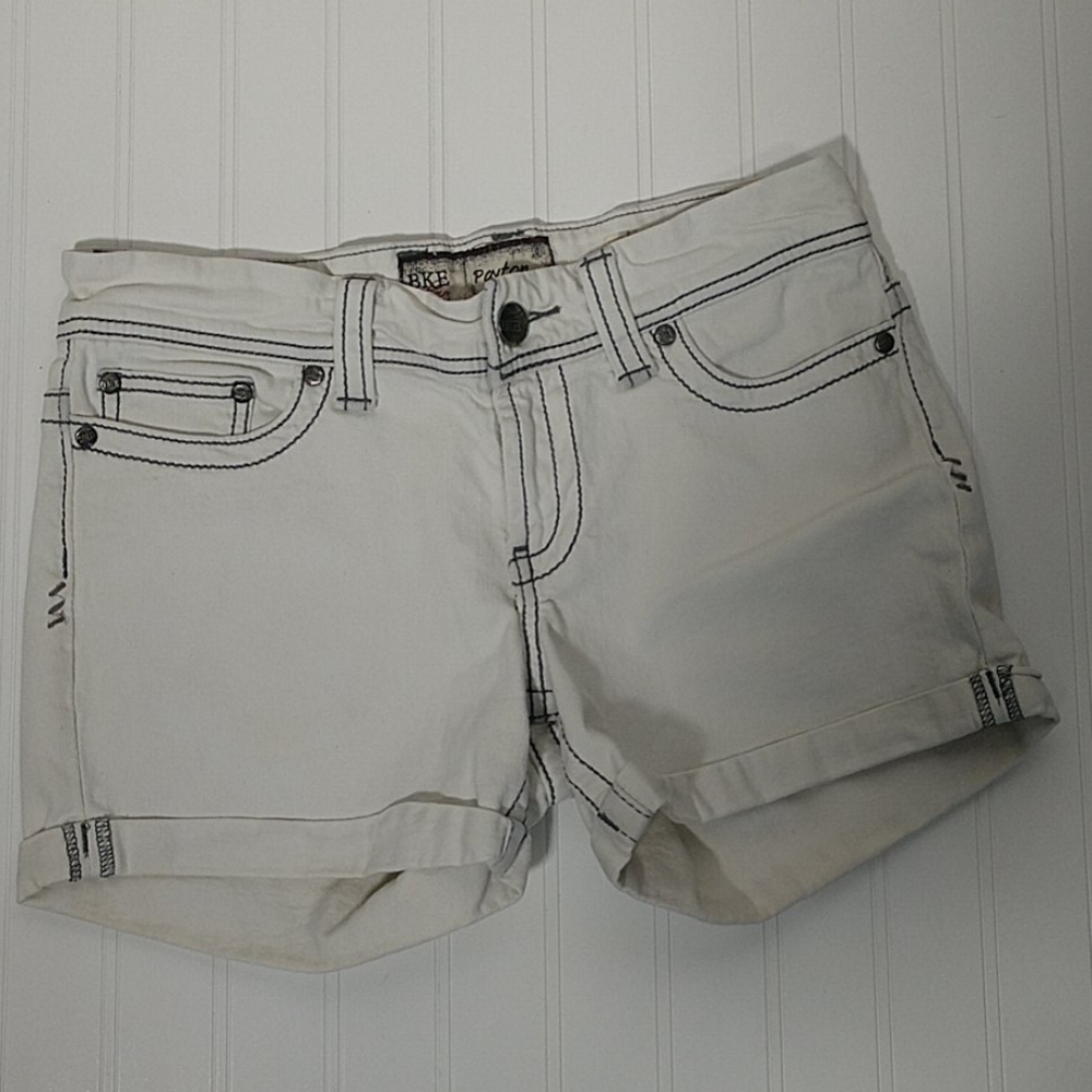 BKE Payton Cuffed Denim Jean Shorts Off-White